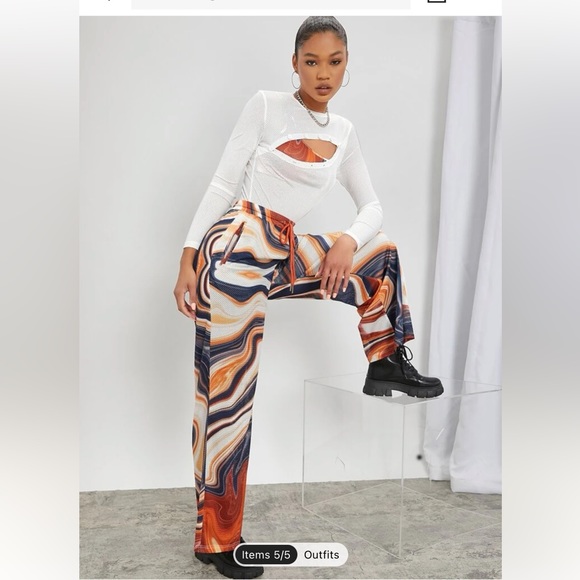 Shein Marble print crop tank & pants - Picture 3 of 6